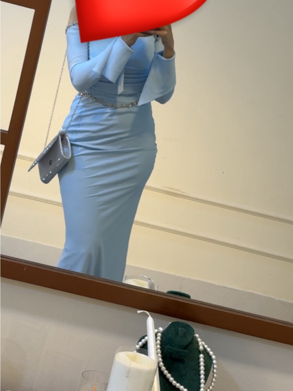 Elegant Light Blue Long Sleeve Bodycon Dress